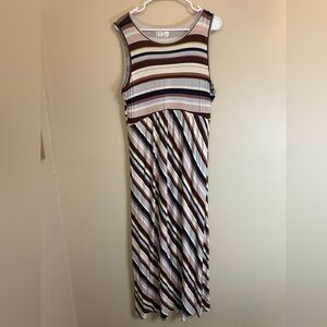 Women’s Maurices Striped Sleeveless Maxi Dress in Navy, Burgundy & Blush - LARGE
